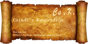 Csikár Kasszián névjegykártya